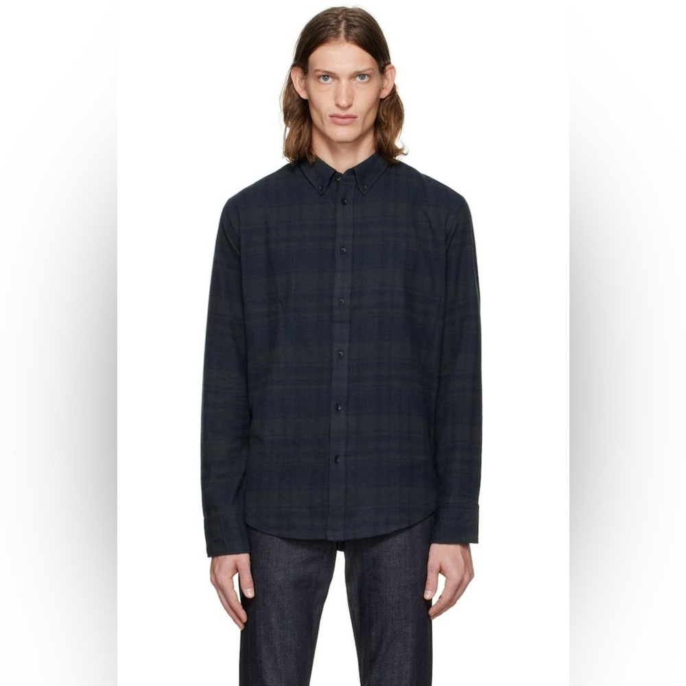 Rag & bone Navy Plaid Shirt tomlin shirt small chic urban ssense tartan